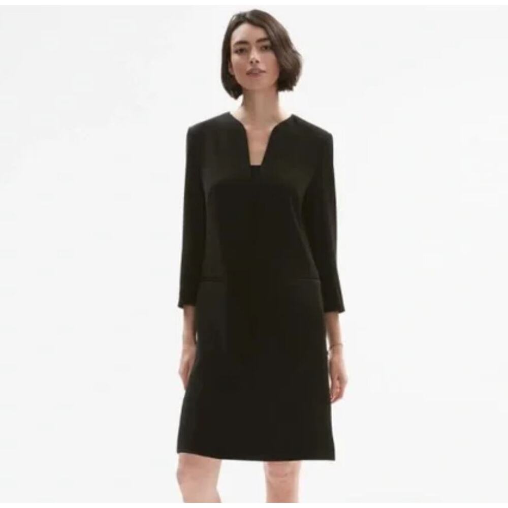 MM LaFleur Alice Black Tuxedo Shift Dress Long Sleeve‎ Lined (8)